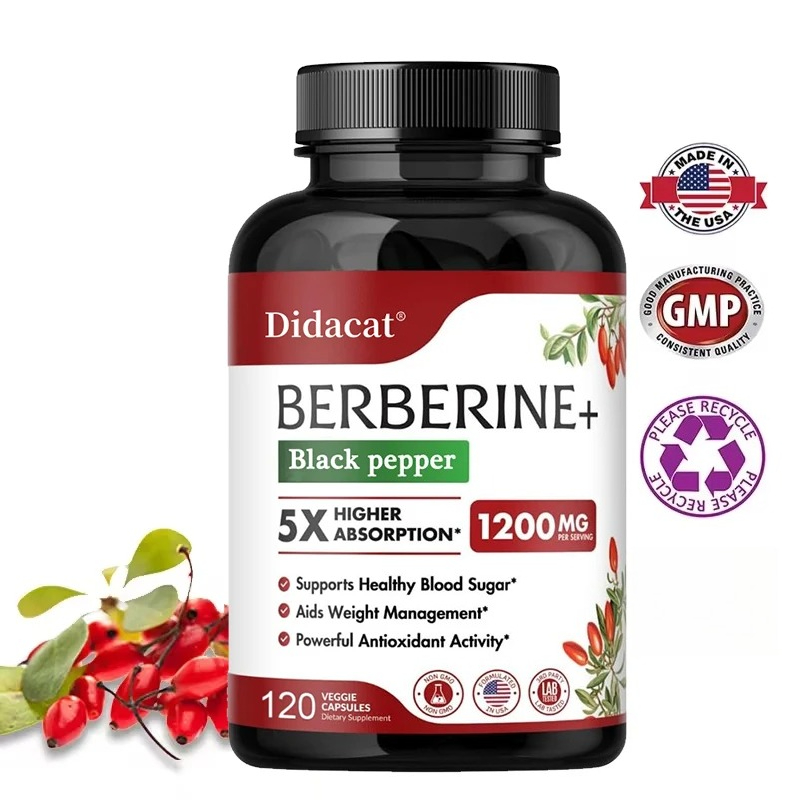 Berberine Hcl Capsule - อาหารเสริม berberine HCl-สำหรับการเผาผลาญและคอเลสเตอรอล, การจัดการน้ำหนัก, GI และภูมิคุ้มกันมังสวิรัติ,