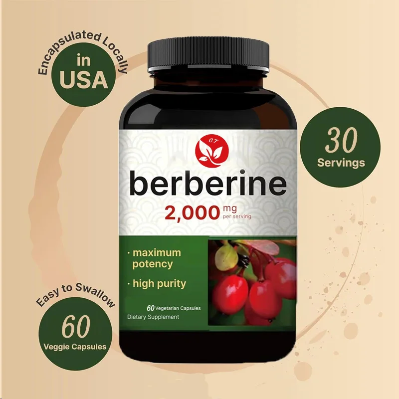 Berberine Hcl Capsule - อาหารเสริมเบอร์เบอร์อีน 60 แคปซูลมังสวิรัติ, Aspartate บริสุทธิ์ 97%